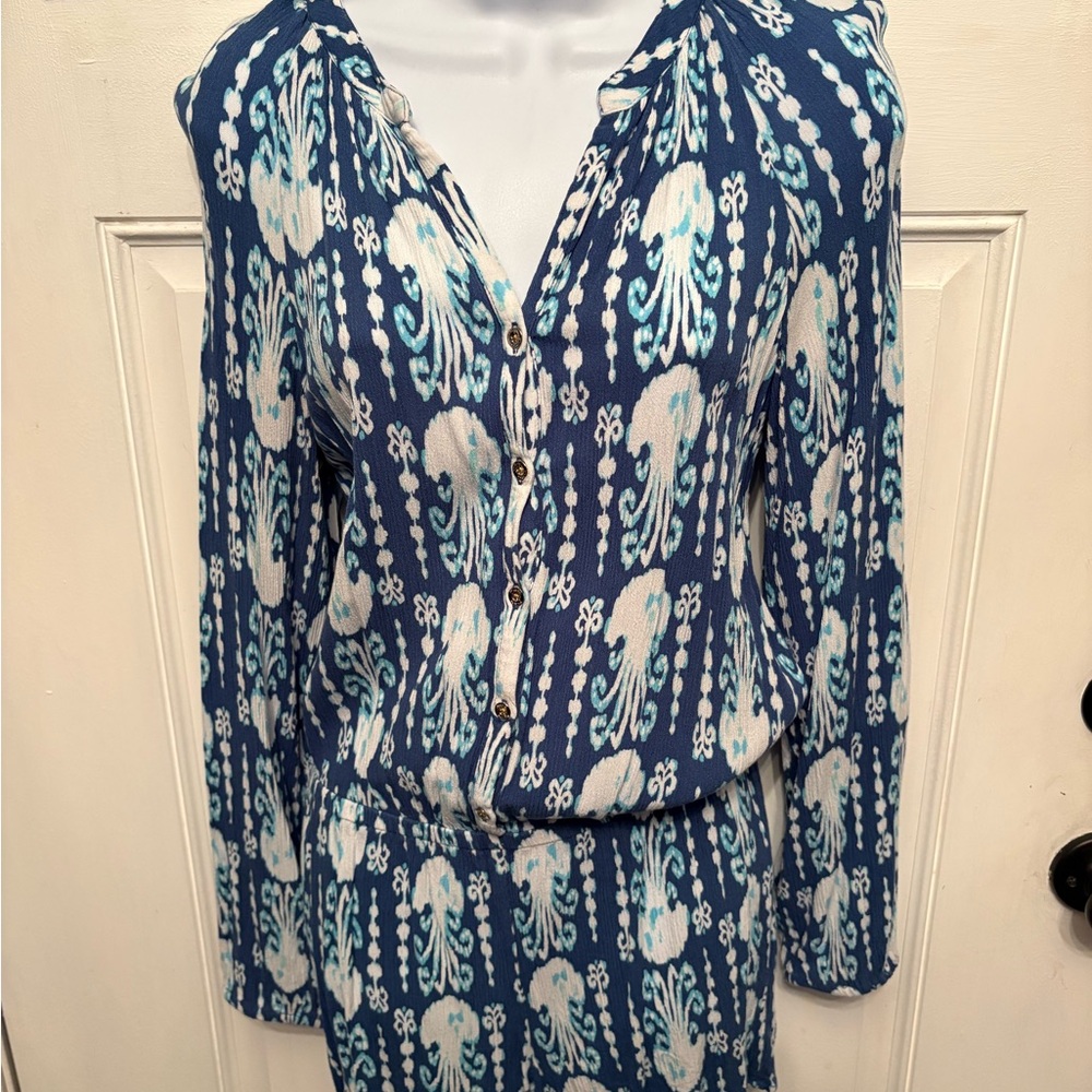 Lilly Pulitzer Blue and White Patterned romper